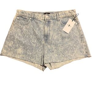 NWT 7 for All Mankind High Waist Shorts Light Wash Raw Hem Distressed Sz 32